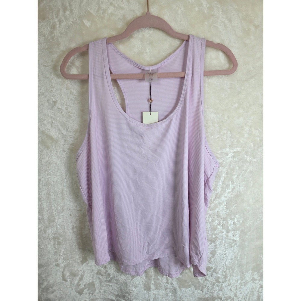 Calia by Carrie Underwood Scoop Neck Tank Top Jacquard Racerback WAX11205S